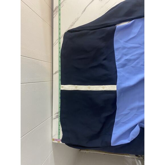 Talbots Womens Button Up Long Sleeve Blouse Blue XL Colorblock Office Career - Picture 7 of 7